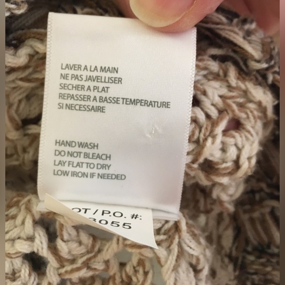 Fabulous cotton blend oversized crocheted Tribal brown/white sweater/jacket Sz L - Picture 5 of 6